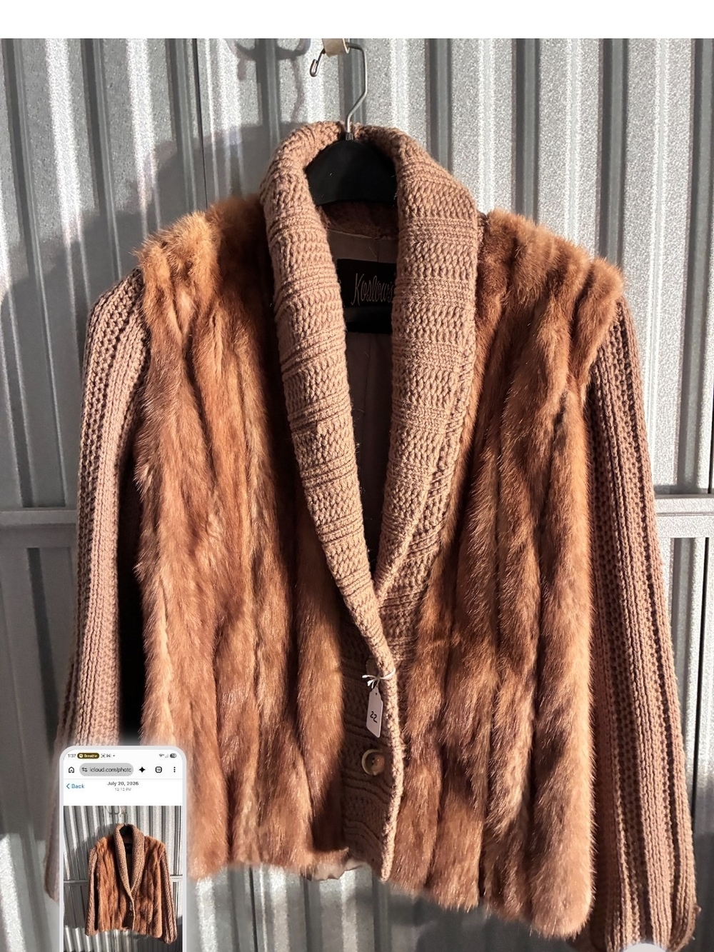 Brown Fur Trim Shawl Collar Sweater